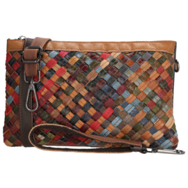 Multi colour lederen clutch/avondtasje