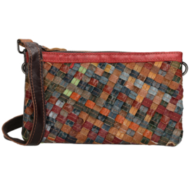 Multi colour lederen clutch/avondtasje
