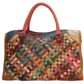 Multi colour lederen handtas
