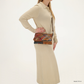 Multi colour lederen clutch/avondtasje