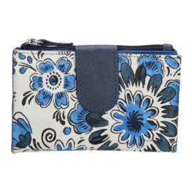 happy Wallet portemonnee bloemprint blauw