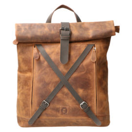 Leather Design rolltop cross rugzak hunter