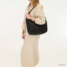 Hide & Stitches lederen schoudertas zwart