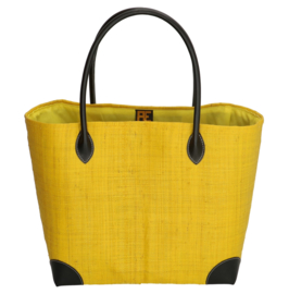 PE-Florence Solid Raffia strandtas lemon