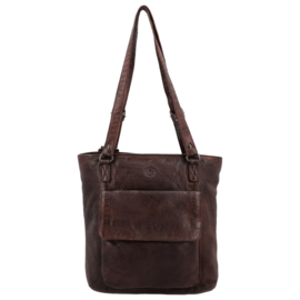 Hide & Stitches Paint Rock rug schoudertas donker bruin