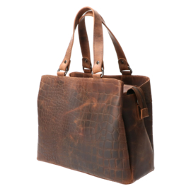Leather Design handtas hunter croco brown