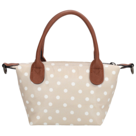 Charm London Buckingham handtas stippen wit op taupe