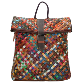 Lederen multi colour rugtas