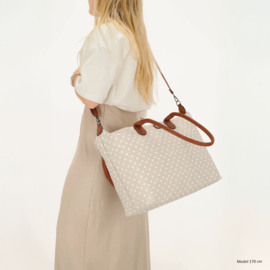Charm London Buckingham handtas stippen wit taupe