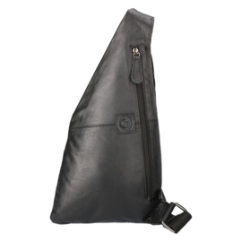 Leather Design crossbody/schouder/rugtas zwart
