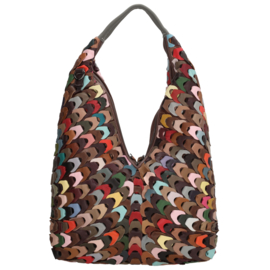 Multi colour lederen shopper