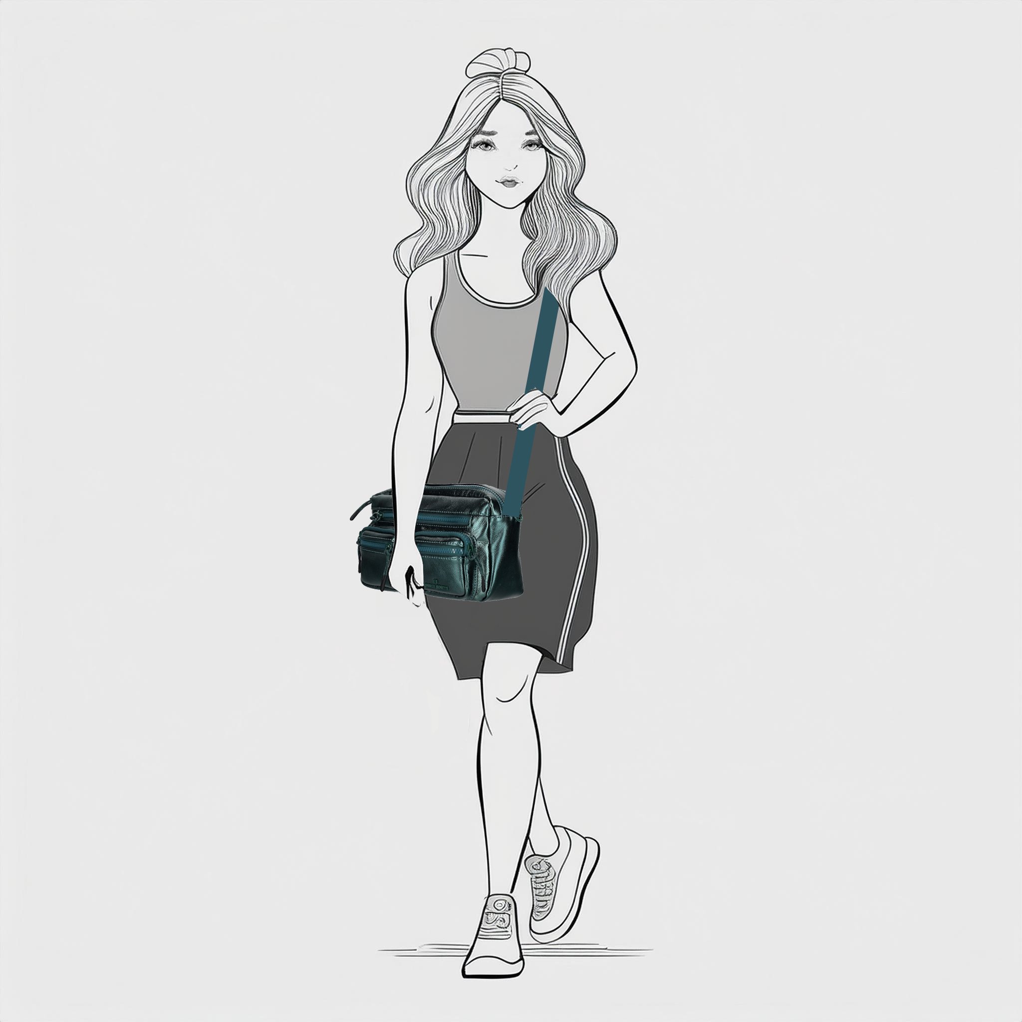 Enrico Benetti Celine crossbody tas metellic green