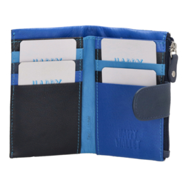 happy Wallet portemonnee bloemprint blauw