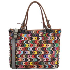 Multi colour lederen shopper