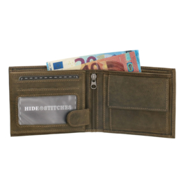Hide & Stitches Idaho portemonnee olijf groen