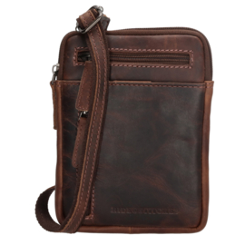 Hide & Stitches Japura crossbody tas donker bruin