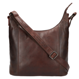 Leather Design schoudertas donker bruin