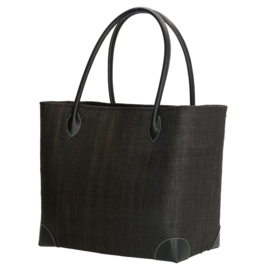 PE-Florence Solid Raffia strandtas zwart