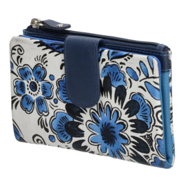 happy Wallet portemonnee bloemprint blauw