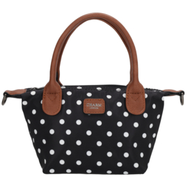 Charm London Buckingham handtas stippen wit zwart