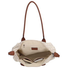 Charm London Buckingham handtas stippen wit taupe