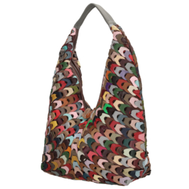 Multi colour lederen shopper