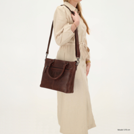 Hide & Stitches Porto lederen handtas donker bruin