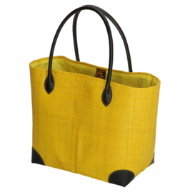 PE-Florence Solid Raffia strandtas lemon