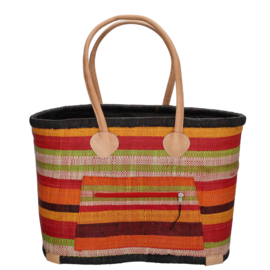 PE-Florence Raffia rieten strandtas rood