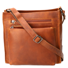 Leather Design square bag large natural