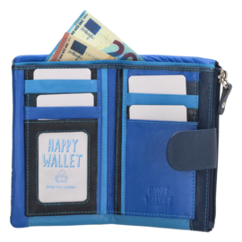 happy Wallet portemonnee bloemprint blauw