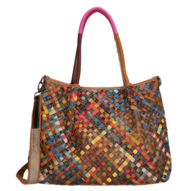 Multi colour Elisa lederen shopper