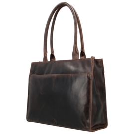 Hide & Stitches Next Navajo laptoptas donker bruin