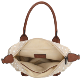 Charm London Buckingham handtas stippen  wit op taupe