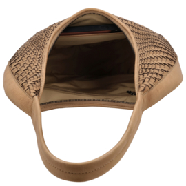 Hide & Stitches lederen schoudertas zand