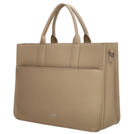 Charm London Princeton laptoptas licht taupe