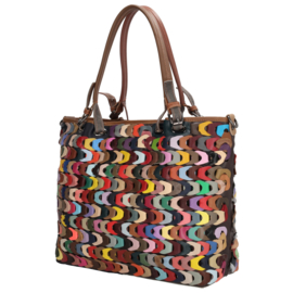 Multi colour lederen shopper