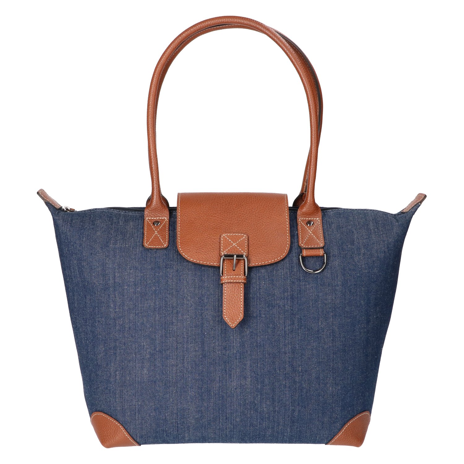 Leather Design coated canvas hand/schoudertas denim