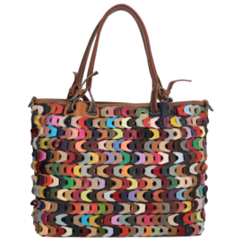 Multi colour lederen shopper