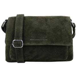 Hide & Stitches Brazos lederen schoudertas olijfgroen