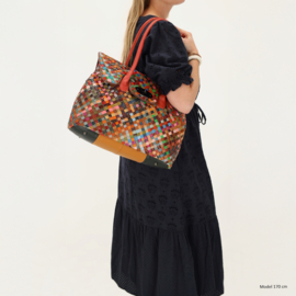 Multi colour lederen shopper
