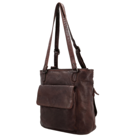 Hide & Stitches Paint Rock rug schoudertas donker bruin