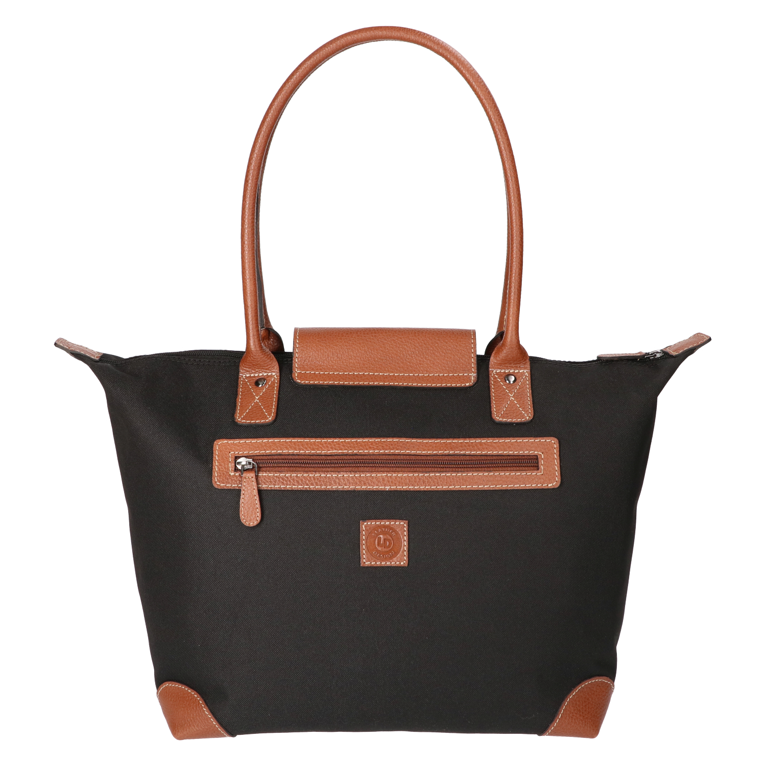 Leather Design coated canvas hand/schoudertas zwart