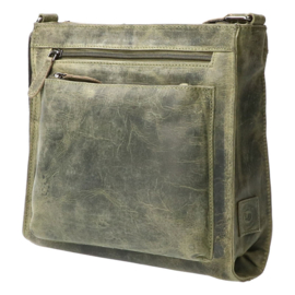 Leather Design square bag large hunter green