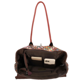 Multi colour lederen shopper