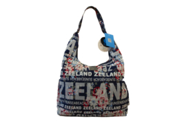 Zeeland tas donker blauw bloemen