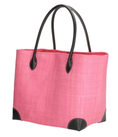 PE-Florence Solid Raffia strandtas roze