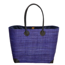 PE-Florence Hangara rieten strandtas blauw