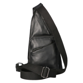 Leather Design crossbody/schouder/rugtas zwart