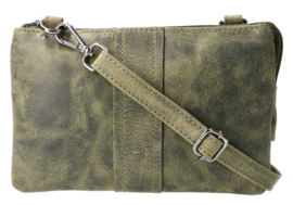 Leather Design festival bag harmonica green